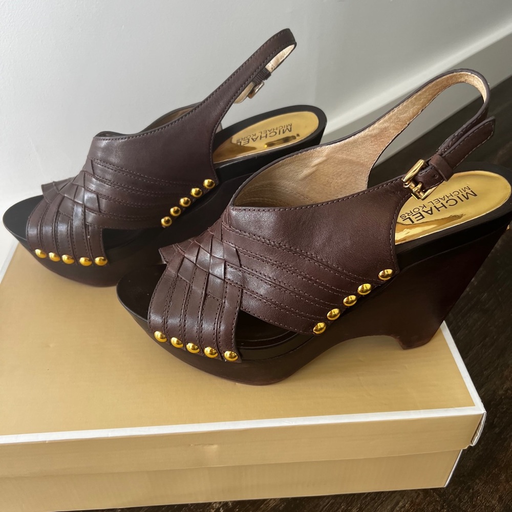 Michael Kors platform wedge brown